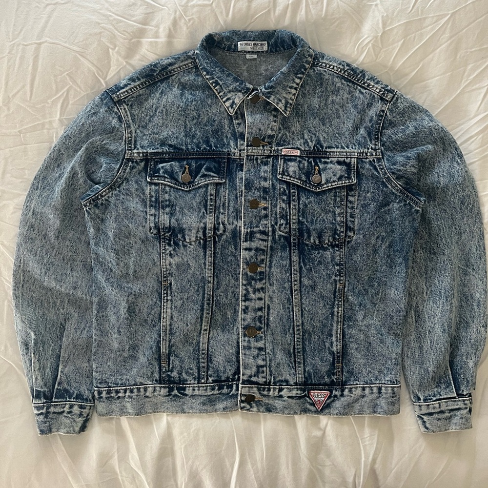 Vintage Guess by Georges Marciano Blue Acid Wash Jacket XL
